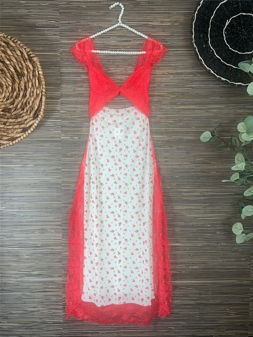 NWT Free People Suddenly Fine Floral Lace Maxi Slip Dress Nightgown Tea Combo XS - Picture 4 of 16